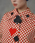 Checker Emblem Collar Blouse