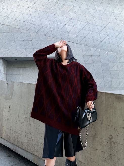 Geometric Pattern Knit Sweater