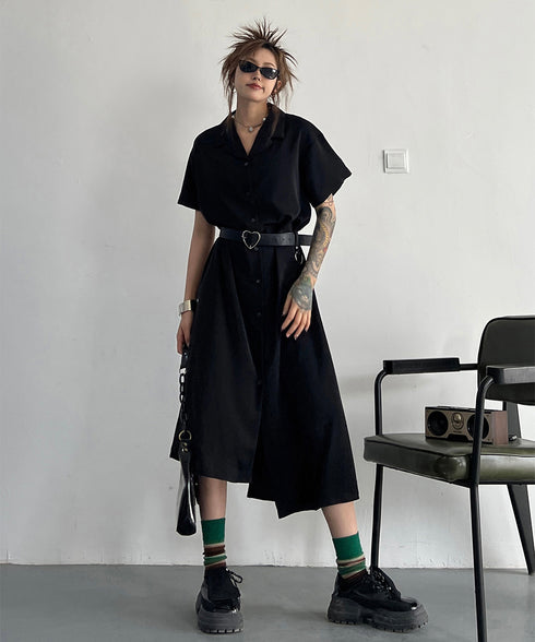 Dark Loose Shirt Dress