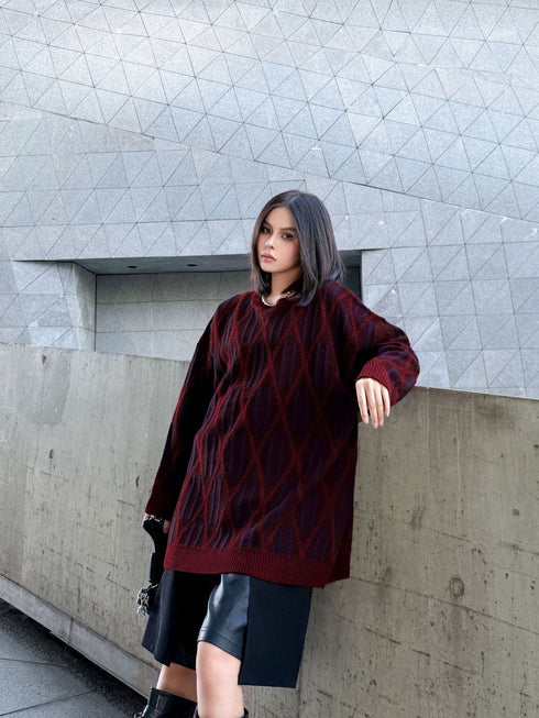Geometric Pattern Knit Sweater
