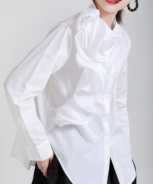 Glossy Dot Bow Blouse