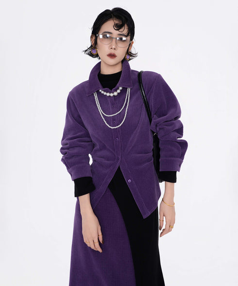 Corduroy Twist Front Blouse