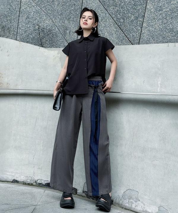 Stripe Panel Wide Pants