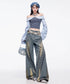 Crystal Dust Washed Wide Denim Pants
