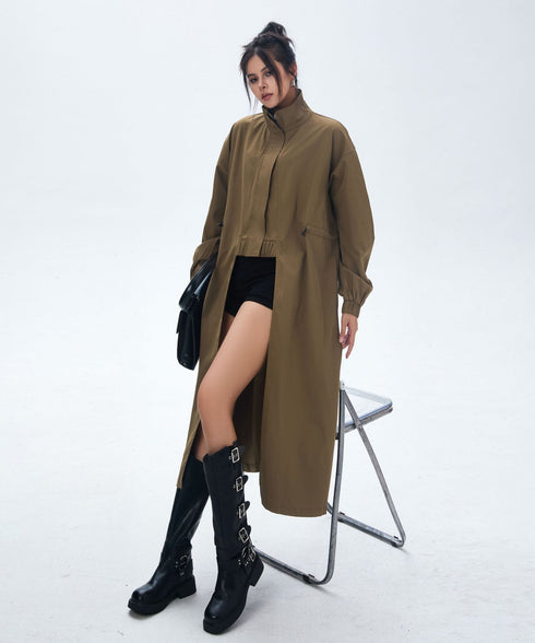 High Neck Wide Long Jacket