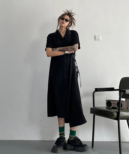 Dark Loose Shirt Dress