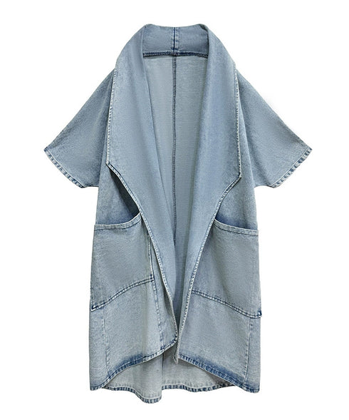 Washed Long Denim Coat