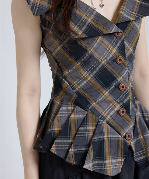 Fold Collar Peplum Top