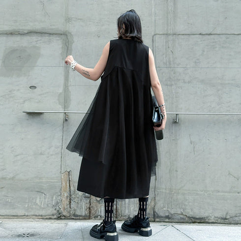 Layered Mesh Flare Dress