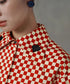 Checker Emblem Collar Blouse