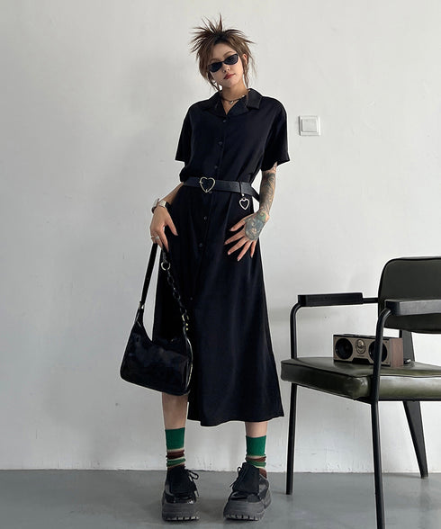 Dark Loose Shirt Dress