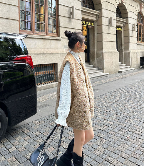 Textured Double Button Vest