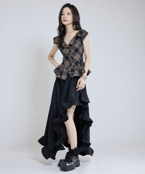 Fold Collar Peplum Top