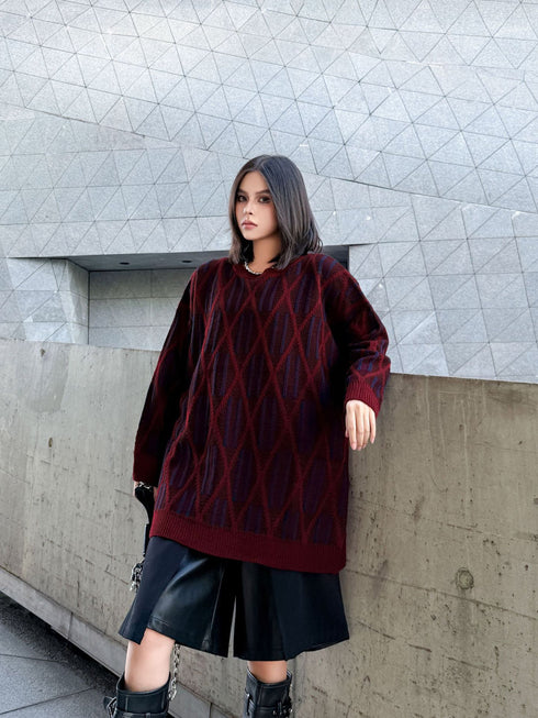 Geometric Pattern Knit Sweater