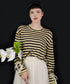 Ribbon Cuff Stripe Top