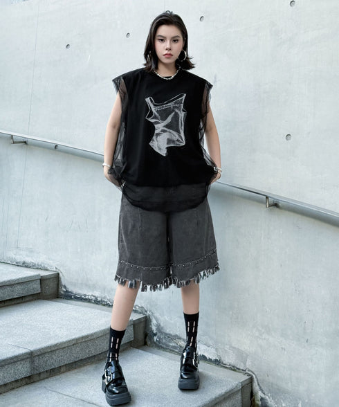 Mesh Overlay Graphic Tank