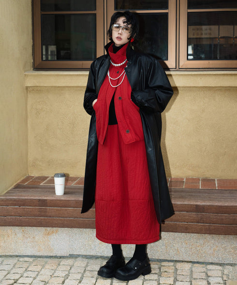 Quilted Volume Vest& Skirt Co-ord