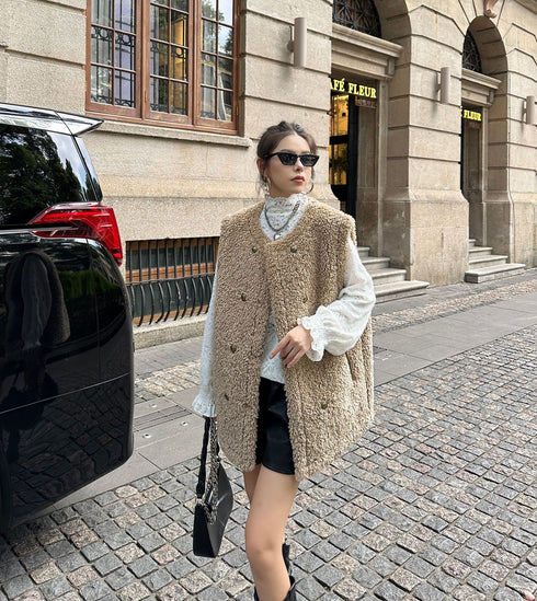 Textured Double Button Vest