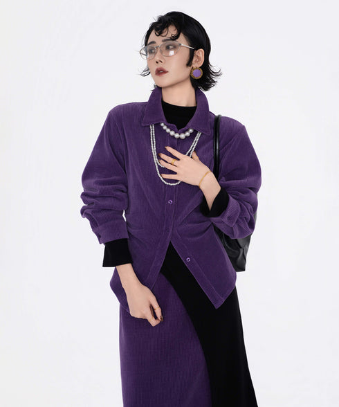 Corduroy Twist Front Blouse