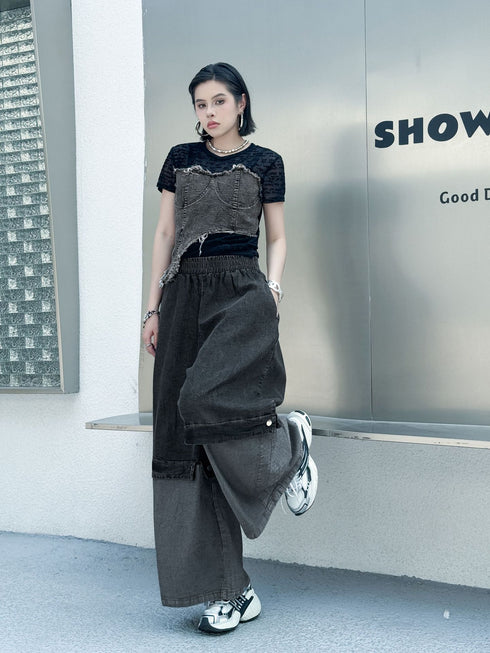 Black Mesh Layered Skirt