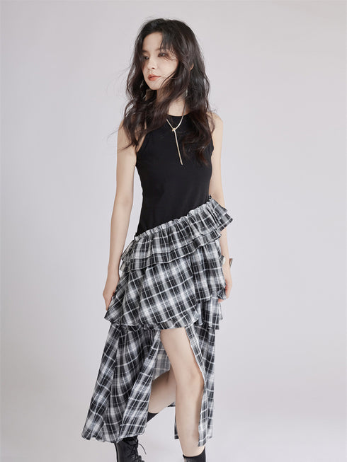 Frill Layered Combination Dress