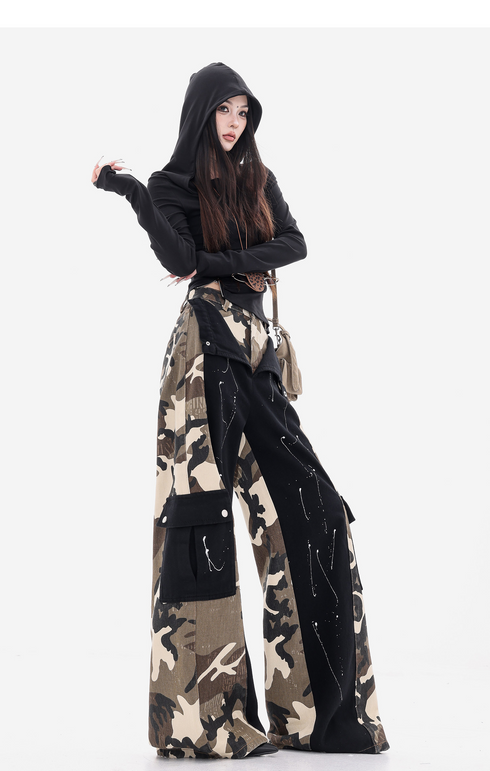 Camouflage Docking Wide Cargo Pants