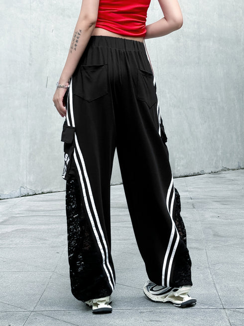 Hybrid Denim Lace Track Pants