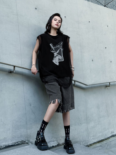 Mesh Overlay Graphic Tank