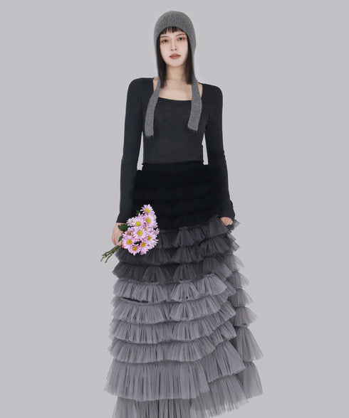 Cascade Frill Long Skirt