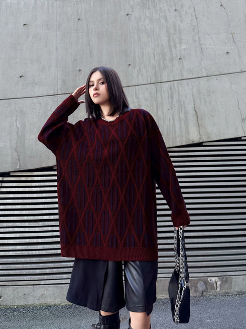 Geometric Pattern Knit Sweater