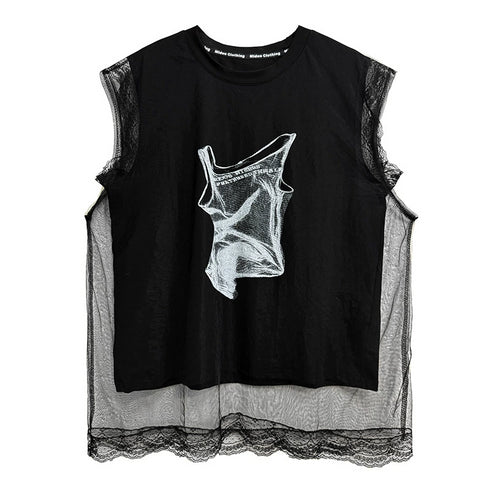 Mesh Overlay Graphic Tank