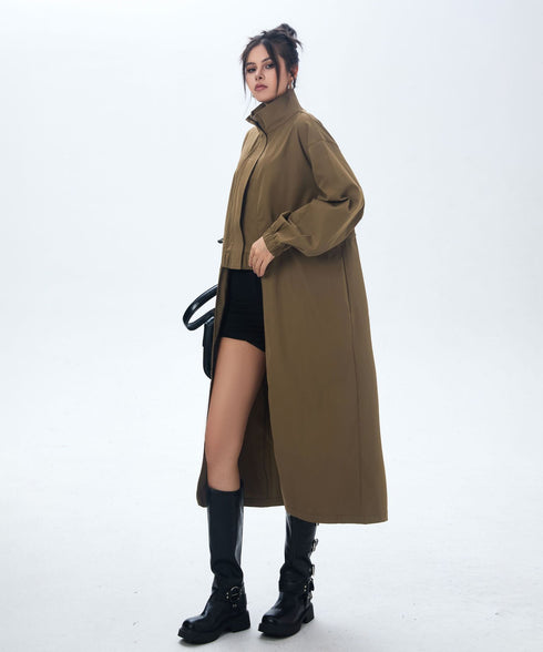 High Neck Wide Long Jacket