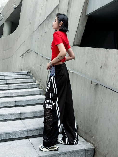 Hybrid Denim Lace Track Pants