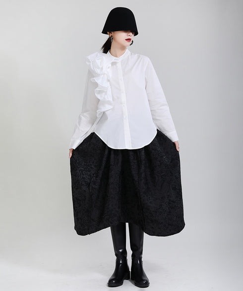 Glossy Dot Bow Blouse