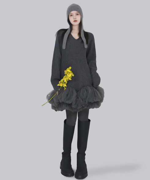 Meringue Veil Hem Dress
