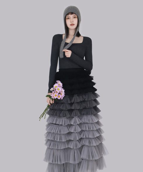 Cascade Frill Long Skirt