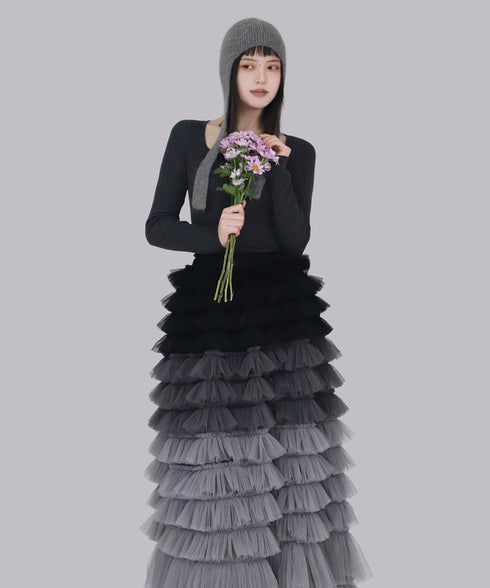 Cascade Frill Long Skirt