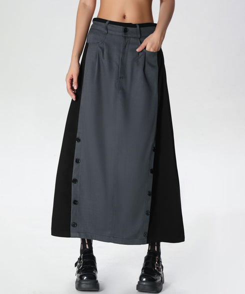 Dual Panel Buttoned Skirt