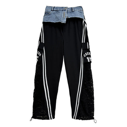 Hybrid Denim Lace Track Pants