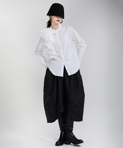 Glossy Dot Bow Blouse