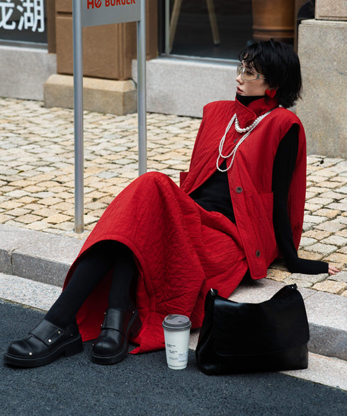 Quilted Volume Vest& Skirt Co-ord