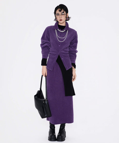 Corduroy Twist Front Blouse