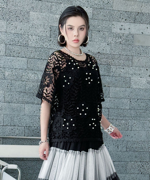 Flower Pearl Crochet Top