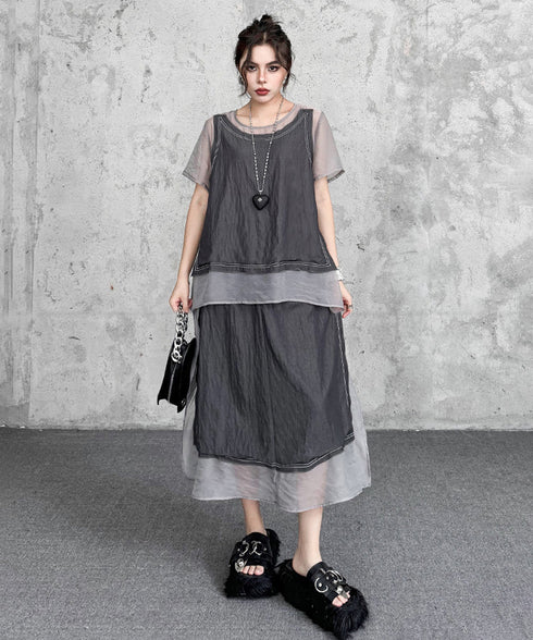Sheer Stitch Top&Skirt Co-ord