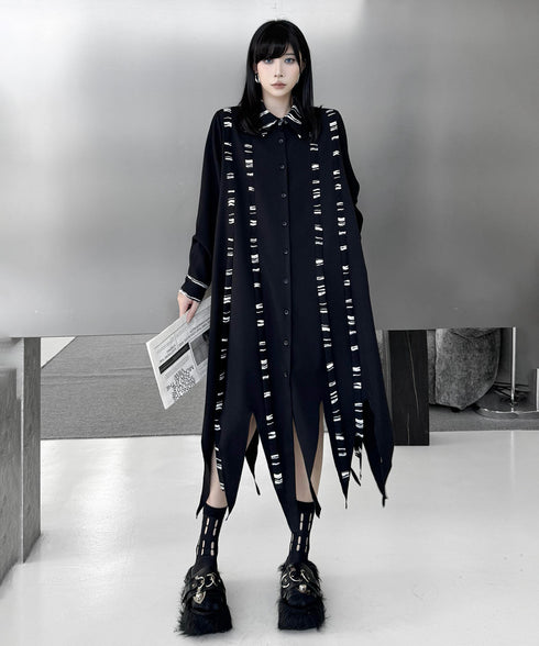 Frayed Contrast Knit Top