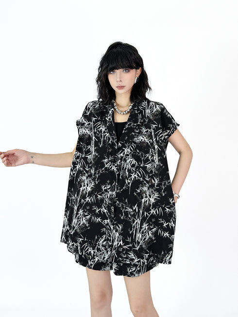 Shadow Bamboo Blouse & Shorts Co-ord