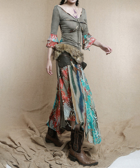 Multi Panel Flare Skirt