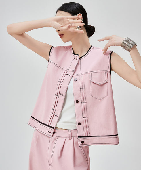 Contrast Stitch Pink Denim Series