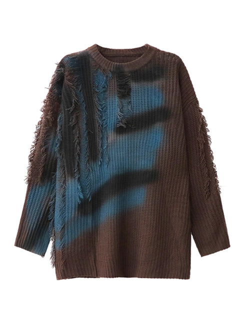 Fringe Gradient Knit Sweater