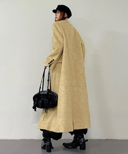 Golden Texture Double Breasted Long Coat
